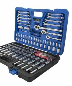Kobalt Mechanics Tool Sets 138-Piece Standard (SAE) and Metric Combination Polished Chrome Mechanics Tool Set (1/4-in; 3/8-in)