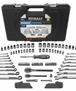 Kobalt Mechanics Tool Sets Universal 115-Piece Standard (SAE) and Metric Combination Matte Mechanics Tool Set (1/4-in; 3/8-in)