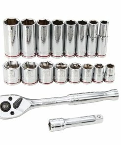 Kobalt Mechanics Tool Sets 19-Piece Standard (SAE) Polished Chrome Mechanics Tool Set (3/8-in)