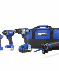 Kobalt Power Tool Combo Kits 4-Tool 24-Volt Max Brushless Power Tool Combo Kit with Soft Case (1-Battery Included and Charger Included)