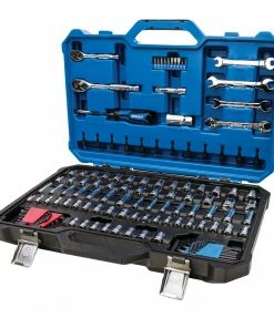 Kobalt Mechanics Tool Sets 129-Piece Standard (SAE) and Metric Combination Polished Chrome Mechanics Tool Set (1/4-in; 3/8-in)