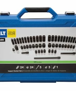 Kobalt Impact Sockets & Impact Socket Sets 55-Piece Standard (SAE) and Metric Combination 1/2-in Drive Set 6-Point Impact Socket Set -Kobalt Best Sale 11328540 scaled