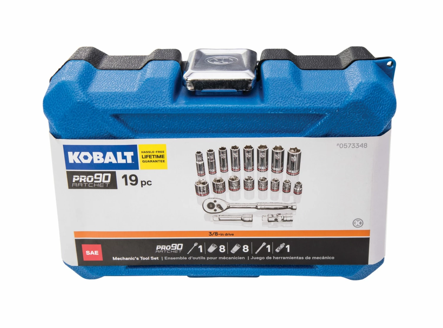 Kobalt Mechanics Tool Sets 19-Piece Standard (SAE) Polished Chrome Mechanics Tool Set (3/8-in) 8 Kobalt Mechanics Tool Sets 19-Piece Standard (SAE) Polished Chrome Mechanics Tool Set (3/8-in) - Image 8