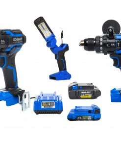 Kobalt Power Tool Combo Kits XTR 3-Tool 24-Volt Max Brushless Power Tool Combo Kit with Hard Case (2-Batteries Included and Charger Included)