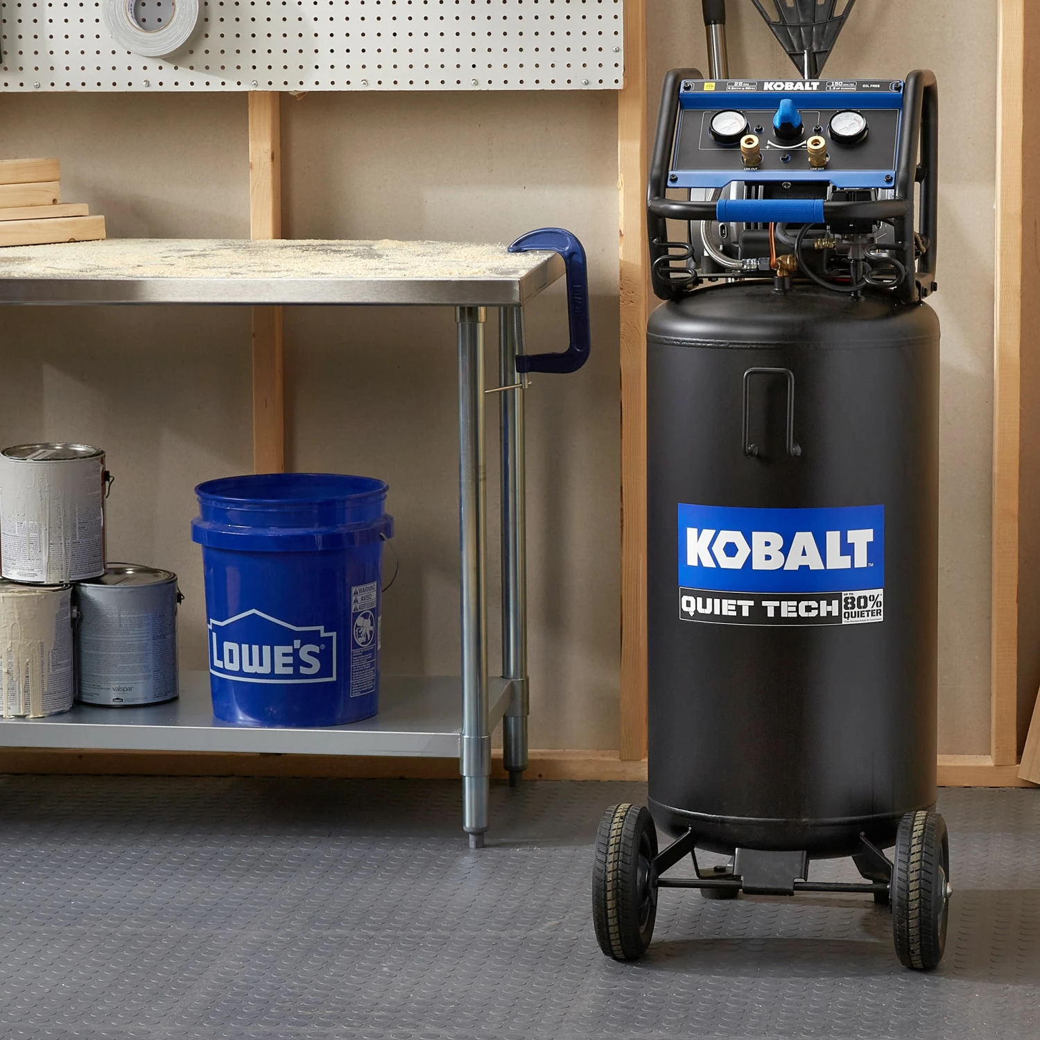 Kobalt Air Compressors Quiet Tech 26-Gallon Single Stage Portable Corded Electric Vertical Air Compressor 5 Kobalt Air Compressors Quiet Tech 26-Gallon Single Stage Portable Corded Electric Vertical Air Compressor - Image 5