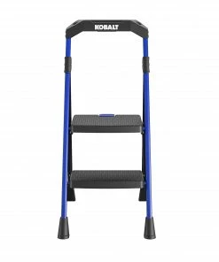 Kobalt Step Stools 2-Step 300-lb Capacity Black Steel Foldable Step Stool