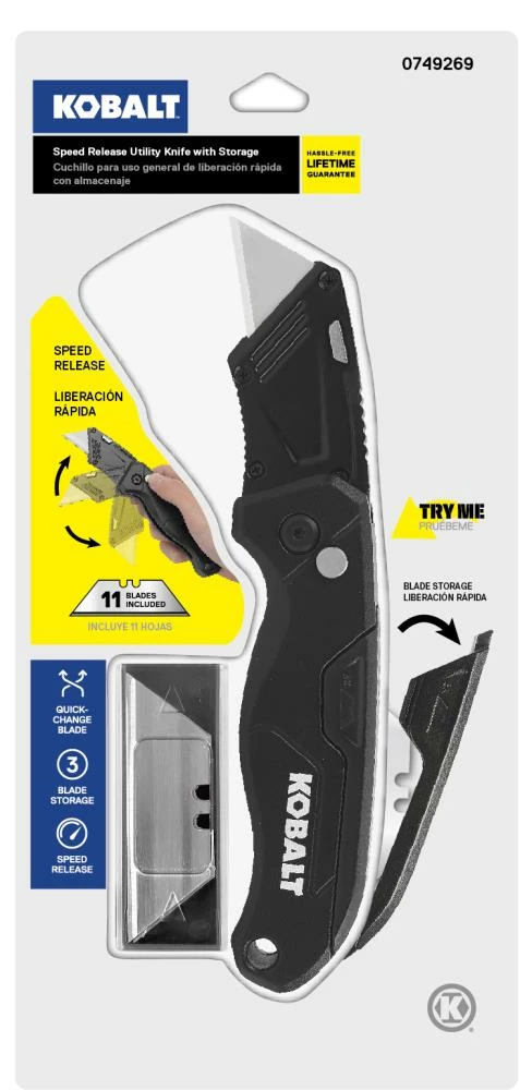Kobalt Utility Knives Speed Release 10-Blade Folding Utility Knife with On Tool Blade Storage 4 Kobalt Utility Knives Speed Release 10-Blade Folding Utility Knife with On Tool Blade Storage - Image 4
