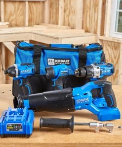 Kobalt Power Tool Combo Kits 4-Tool 24-Volt Max Brushless Power Tool Combo Kit with Soft Case (1-Battery Included and Charger Included) -Kobalt Best Sale 42096048