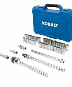 Kobalt Mechanics Tool Sets 33-Piece Standard (SAE) and Metric Combination Polished Chrome Mechanics Tool Set (1/2-in;) -Kobalt Best Sale 42488294 scaled