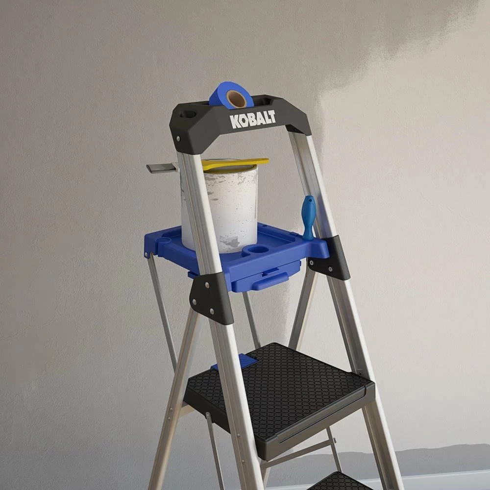 Kobalt Step Stools 3-Step 250-lb Capacity Gray Aluminum Foldable Step Stool 6 Kobalt Step Stools 3-Step 250-lb Capacity Gray Aluminum Foldable Step Stool - Image 6