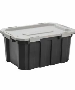 Kobalt Plastic Storage Totes X-large 24-Gallon (96-Quart) Grey Tote Latching Lid