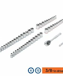 Kobalt Mechanics Tool Sets 309-Piece Standard (SAE) and Metric Combination Polished Chrome Mechanics Tool Set (1/4-in; 3/8-in) -Kobalt Best Sale 44194580