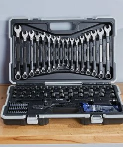 Kobalt Mechanics Tool Sets Universal 115-Piece Standard (SAE) and Metric Combination Matte Mechanics Tool Set (1/4-in; 3/8-in) -Kobalt Best Sale 45373527